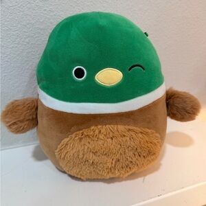 Squishmallows Duck Plush Green Brown Winking Stuffed Animal Kellytoy 8”